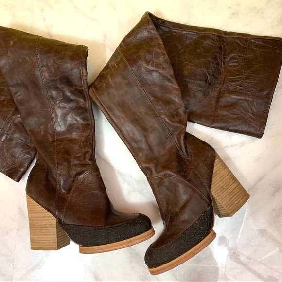 Free People Shoes - free people • brown leather over the knee boots 38